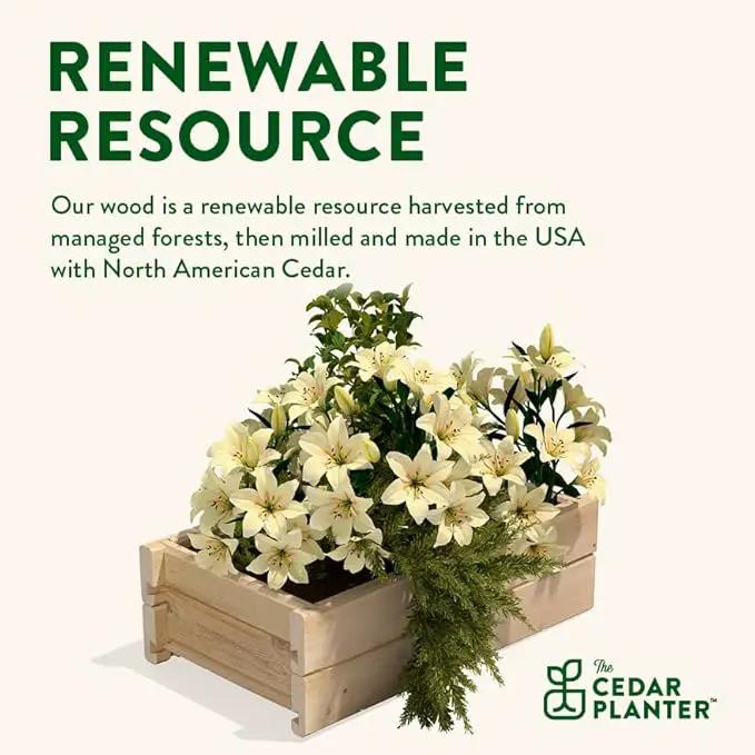 Greenes Fence Cedar Wood Planter Box, 21" x 11" x 7" - Made in USA with North American Cedar by GreenHaven Gardens