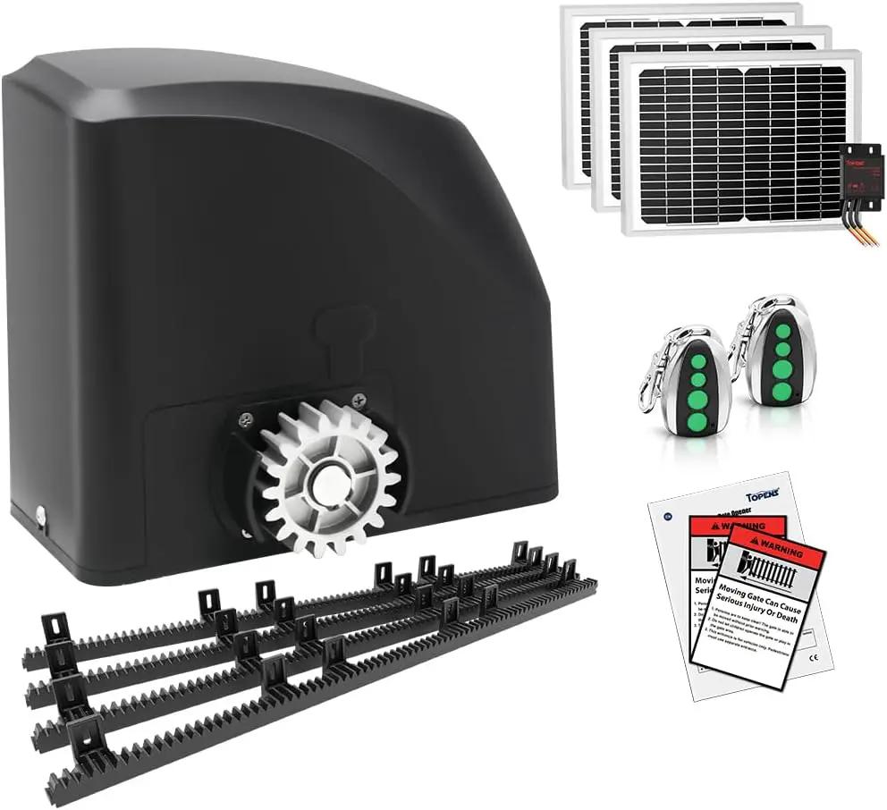 TOPENS DKR500ST Solar Sliding Gate Opener Rack Drive Automatic Gate Motor for Heavy Driveway Slide Gates Up to 1300 Pounds, Electric Gate Operator Battery Powered with Solar Panel Remote Control Kit by GreenHaven Gardens