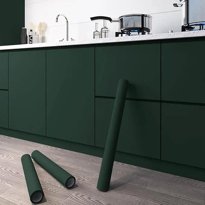 Dimoon 118''x15.7'' Emerald Dark Skin Peel and Stick Wallpaper Contact Paper Modern Self Adhesive Wall Paper Removable Renter Friendly Textured Solid Vinyl Roll (118''x15.7'',Emerald Dark Skin) by GreenHaven Gardens
