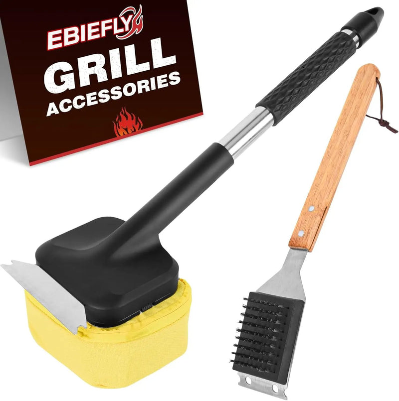 1x Steam Grill Brush for Outdoor Sponge Grill-Steam Grill Cheaning Scraper BBQ Brush-BBQ Accessory Grill Tools Heavy Duty Brush for Grill Cleaning Scraper + Bristle Free Grill Brushs for Any Grill by GreenHaven Gardens