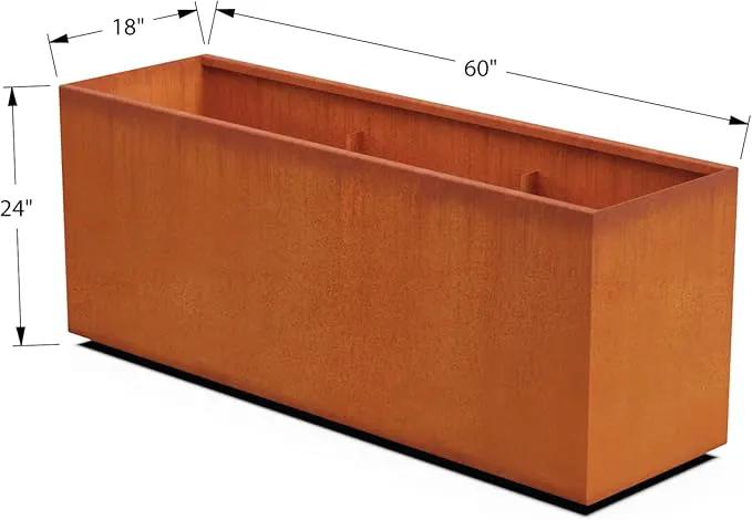 Corten Steel Planter Rectangle Outdoor Metal Garden Box Heavy Duty | Made in USA | Fully Assembled by GreenHaven Gardens