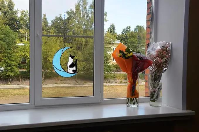 Black and White Cat Gifts，Cat Loss Sympathy Gift，Cat Memorial Gifts for Loss of Cat，Tuxedo cat Gifts，Cat Suncatcher，Stained Glass Cat Window Hanging by GreenHaven Gardens
