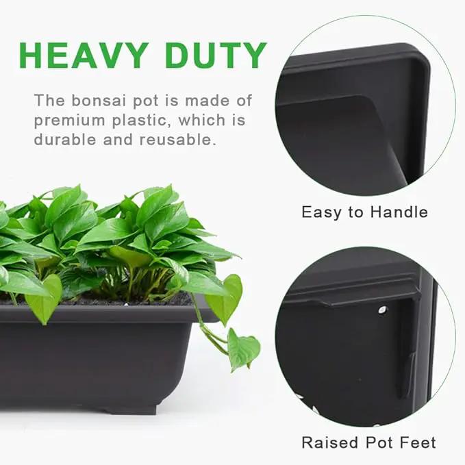 GROWNEER Bonsai Training Pots 3 Packs 9Inch with Drainage Humidity Trays, Bonsai Tree Starter Kits with 1 Repotting Mat, Growing Planter Set for Garden, Yard, Balcony, Office, Living Room by GreenHaven Gardens