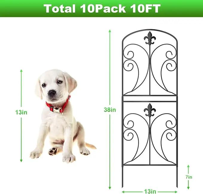 Skcoipsra Decorative Garden Fence 10 Pack, 37.5in(H) x 10.8ft(L) Animal Barrier Fence, Rustproof Metal Fencing for Yard, Dog Rabbits Wire Section Garden Edging Border for Yard Patio Garden, Arched by GreenHaven Gardens