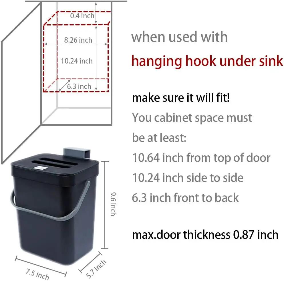 Compost Bin for Kitchen Countertop Under Sink,Bathroom Hanging Small Trash Can with Lid,Mountable Food Waste Bucket,1.3 Gal/5 L Series,Black by GreenHaven Gardens