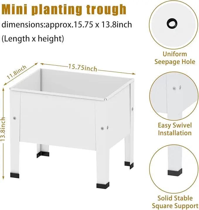 aboxoo 14 inch Planter Raised Garden Bed with Legs Outdoor Metal Small White Planter Box Elevated Garden Bed for Vegetables Flower Herb Patio by GreenHaven Gardens