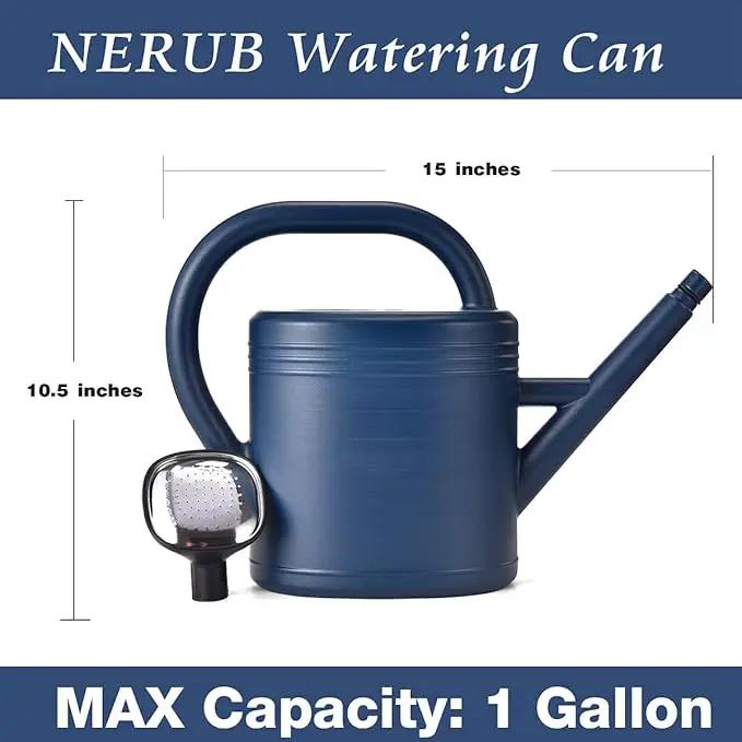 Watering Can 1 Gallon for Indoor Plants, Garden, Outdoor Plant House Flower, Gallon Large Long Spout with Sprinkler Head (Blue) by GreenHaven Gardens