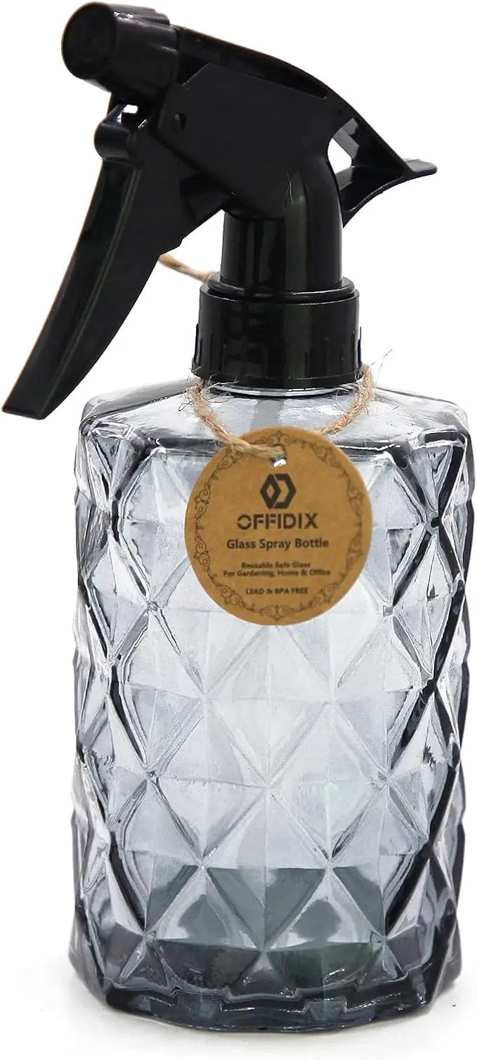 OFFIDIX Glass Spray Bottle,Plant Mister, 0.35L/11.8oz Pressure Watering Can with Adjustable Nozzle Watering Handheld Bottles for Garden Plants Cleaning Solutions(Gray by GreenHaven Gardens