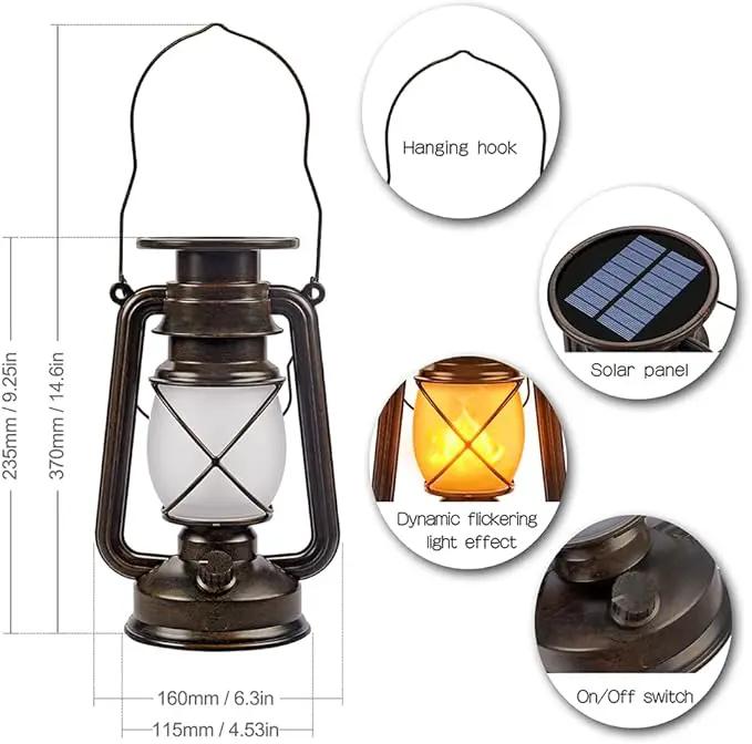 Solar Lantern Outdoor Hanging Solar Lights Dancing Flame Led Waterproof Camping Lamps, Landscape Decor for Table Patio Garden Yard Pathway Porch 2 Pack by GreenHaven Gardens