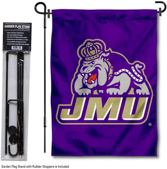 College Flags & Banners Co. James Madison Dukes JMU Garden Flag with Pole Stand Holder by GreenHaven Gardens