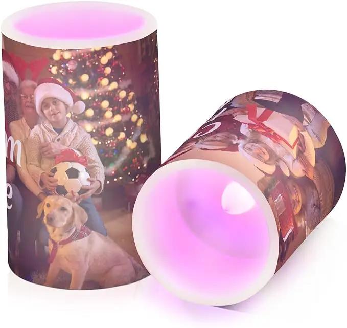 Personalized Flickering Flameless Candles, Custom Photo LED Candles Set of 2, Remote Timer Battery Operated Candle for Valentine Wedding Birthday by GreenHaven Gardens