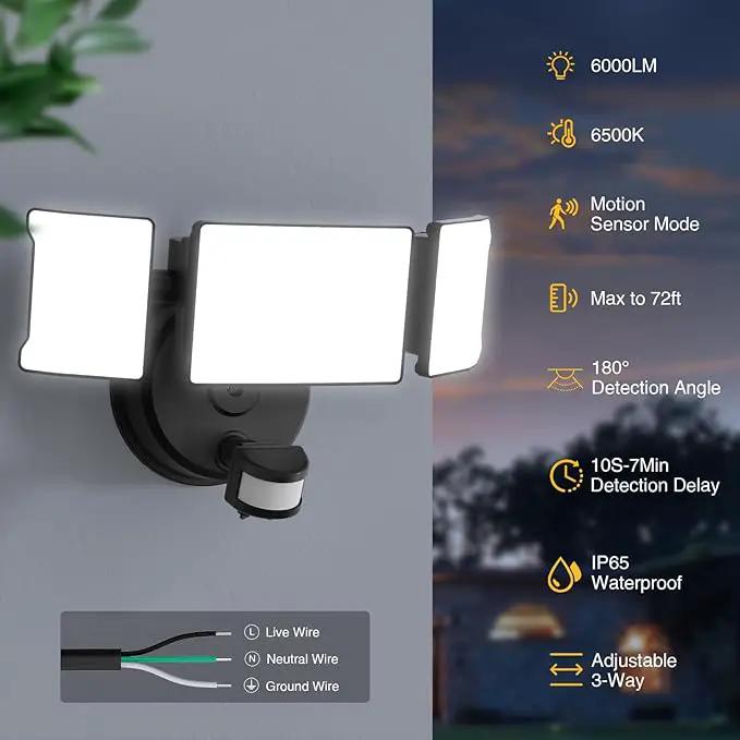 Onforu 65W Motion Sensor Outdoor Lights, 6000lm 6500K Daylight Flood Light Outdoor Motion Sensor, IP65 Waterproof Motion Detected Lights for Outside, Hardwired LED Security Light for Garage Yard by GreenHaven Gardens