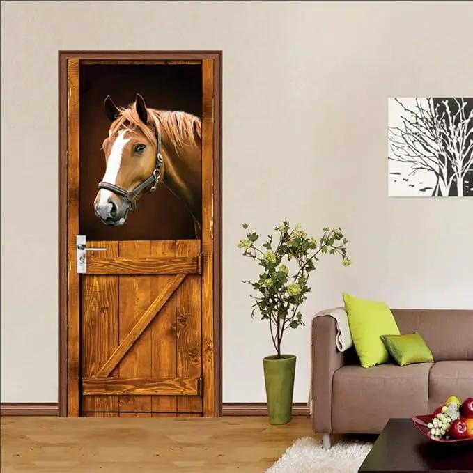 3D Peel and Stick Murals - Horse - Wallpaper Self-Adhesive Decals Removable PVC Waterproof Door Poster for Bedroom Living Room 30.3" x 78.7" by GreenHaven Gardens