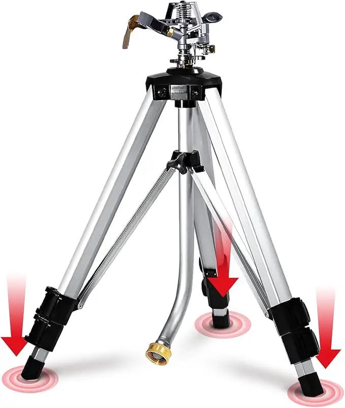 YAMATIC Impact Sprinkler on Adjustable Tripod Base, 360 Degree Large Area, Heavy Duty Adjustable Pulsator Sprinkler for Lawn, Yard and Grass Irrigation, Spray up to 20-90ft(36inch) by GreenHaven Gardens