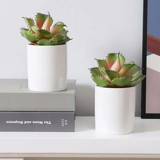 Duovlo Artificial Succulent Plant 7.08 Inch Faux Succulents Agave potatorum Flower Arrangement Craft Wall DIY Materials,Pack of 2 (Pink) by GreenHaven Gardens