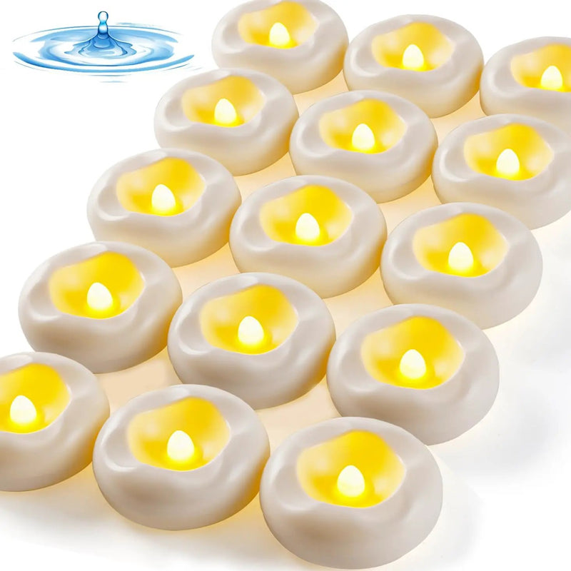 12x 2”Floating Candle, 200 Hour Water Activated Warm White Battery Powered Flameless LED Floating Candle Floating for centerpieces/Bathtub/Pool/Fountain by GreenHaven Gardens