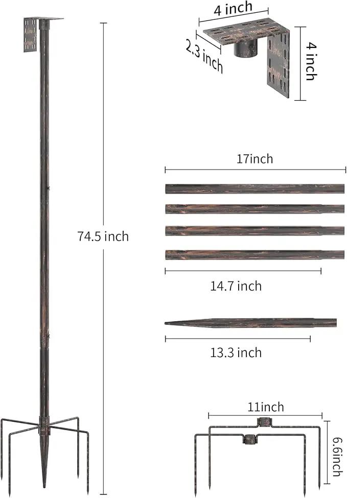 Bird Feeder Pole Stand – 74.5 Inch Height Feeding Station with 1-Inch Dia Heavy Duty for Hanging Feeders, Bird House Pole Mount Kit for Outdoor, Slip-Fit Connection，Copper Brushed by GreenHaven Gardens
