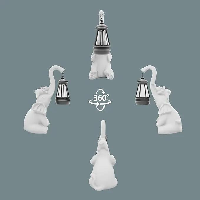 Statue Decoration, Figurine, Lawn Statue, Sculpture Ornament, Animal Figurine - Elephant Resin Statue with Lantern (Trunk) by GreenHaven Gardens