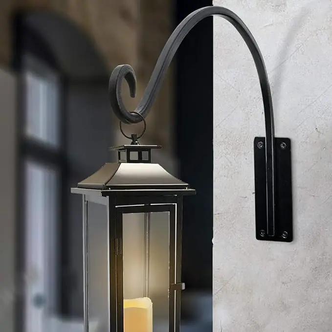 Heavy Duty Plant Hanger Bracket (16"/Black) Outdoor Hand-Forged Hanging Plant Bracket Durable and Stable Bird Feeder Hanger by GreenHaven Gardens