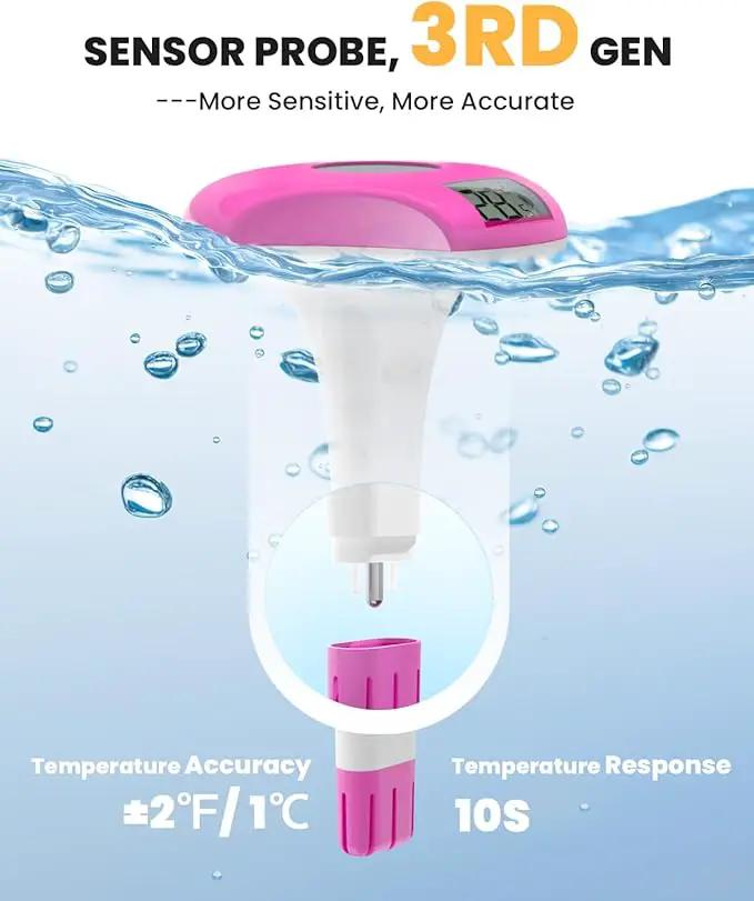 BALDR Pool Thermometer Floating Easy Read, IPX8 Waterproof, Solar Powered Digital Pool Thermometer with LCD Screen,Suitable for Swimming Pool/Hot Tub/Hot Spring/Aquarium (Purple) by GreenHaven Gardens