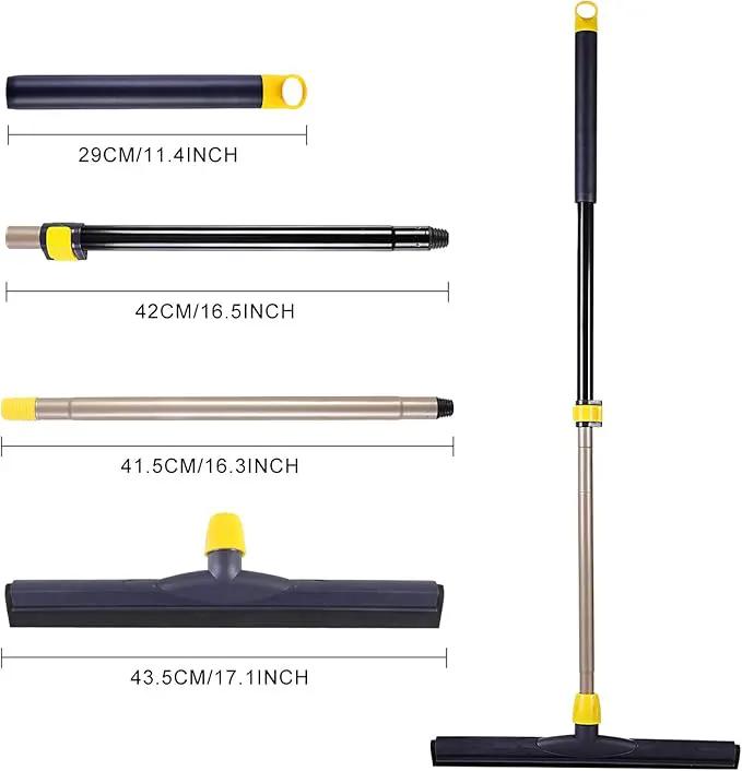 Yocada Floor Squeegee Scrubber Adjustable Telescopic Pole Heavy Duty Household Broom EVA Foam Blade for Garage Courtyard Shower Bathroom Floor Marble Glass Tile Water Foam Cleaning by GreenHaven Gardens