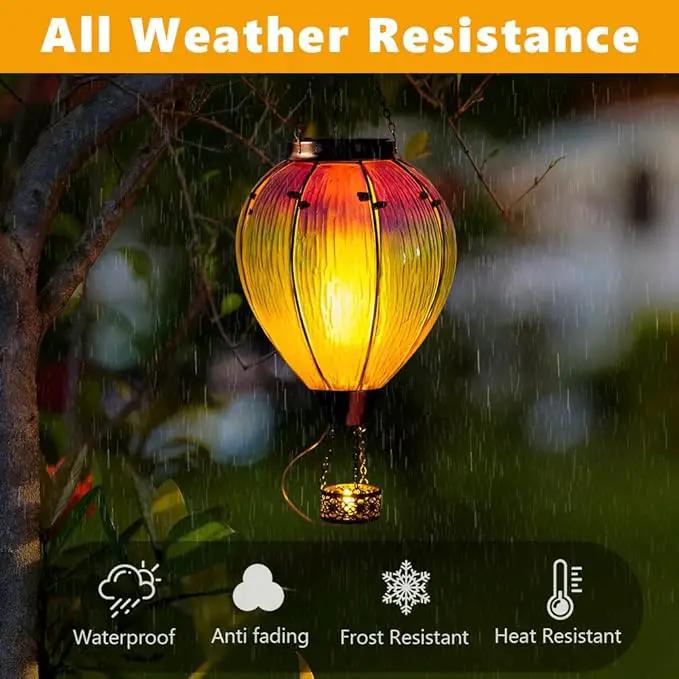 DREAMSOUL Large Hot Air Balloon Solar Lantern with Candle Holder, Hanging Solar Hot Air Balloon Lantern with Flame for Garden Yard Tree Decor by GreenHaven Gardens
