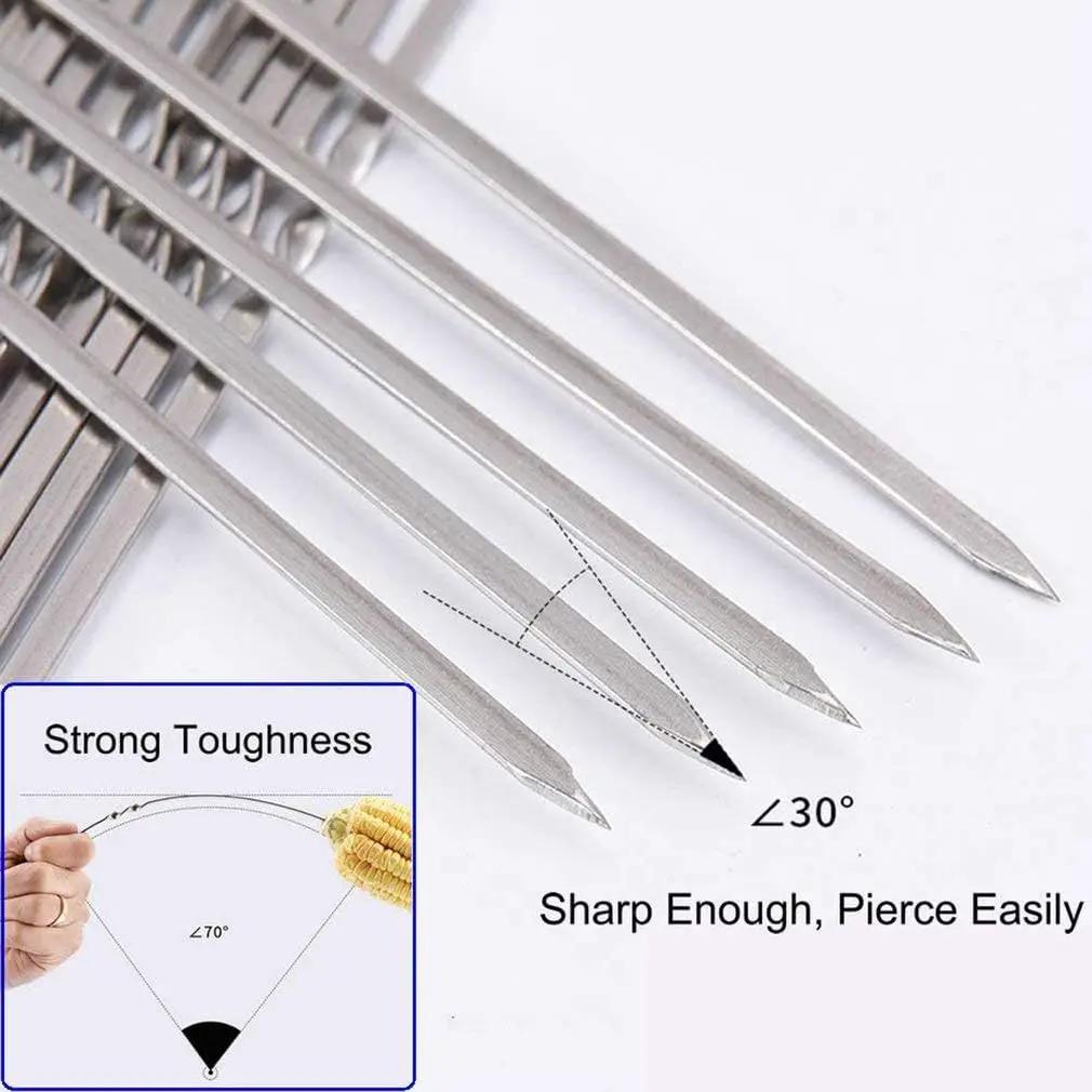 12PCS Kabob Skewers Flat Metal BBQ Barbecue Skewer 14" Long Stainless Steel Shish Kebob Sticks Wide Reusable Grilling Skewers Set for Meat Shrimp Chicken Vegetable, 12 Pack by GreenHaven Gardens
