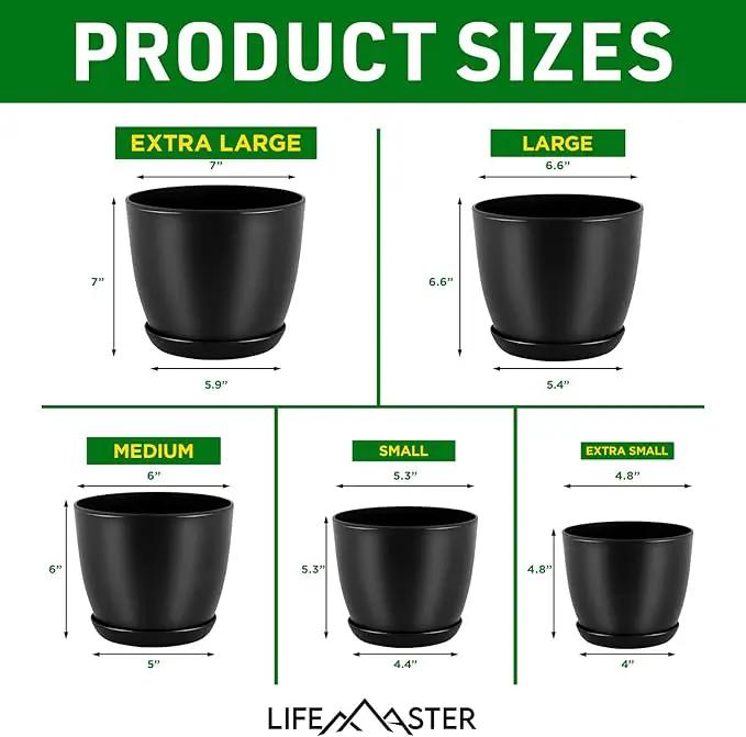 Plant Pots with Multi Drainage Holes - 20 Pieces Versatile, Sturdy Plastic, Stackable Design Home Decor Flower Pots for Indoor and Outdoor Gardening - Black by GreenHaven Gardens