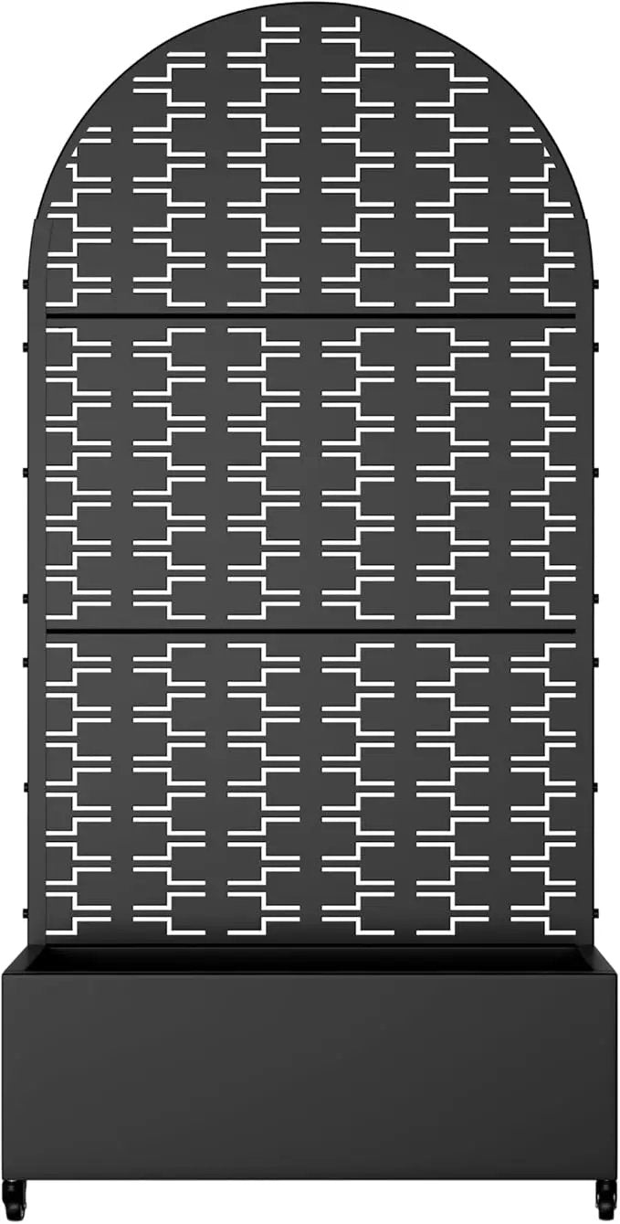 Casaphoria Metal Raised Garden Bed with Trellis and Wheels, 72"x35"x16" Arched Planter Box for Climbing Plants, Vegetables & Vines, Features Drainage Holes and Privacy Screen (Black-Square) by GreenHaven Gardens