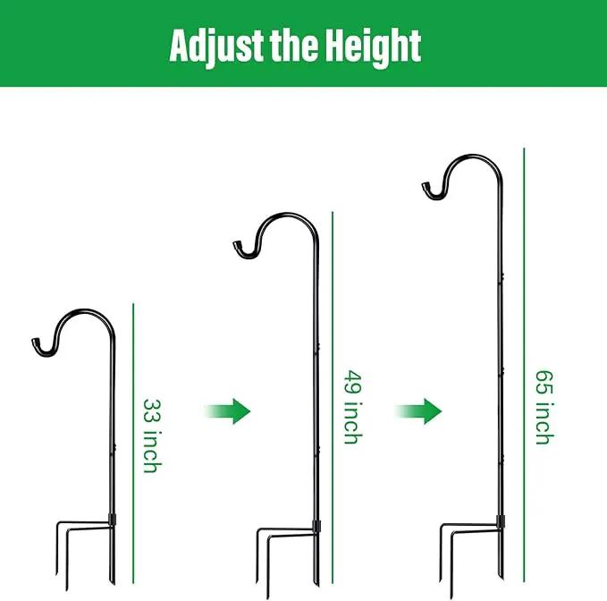 GOFORWILD Shepherd’s Hooks 4 Pack Black, 65 inches Tall, Made of Premium Metal for Garden Decor, Plant Hanger, Lantern Hook, Garden Stake and Wedding Decor, 7016 by GreenHaven Gardens