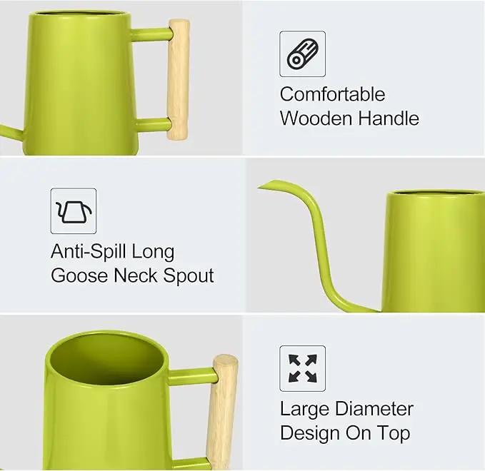 Watering Can Indoor Plants, 35 oz/1000 ml Metal Stainless Steel Watering Can Pot with Long Spout for Indoor House Plants Bonsai Outdoor Garden Flower Decorative (Bright Green) by GreenHaven Gardens