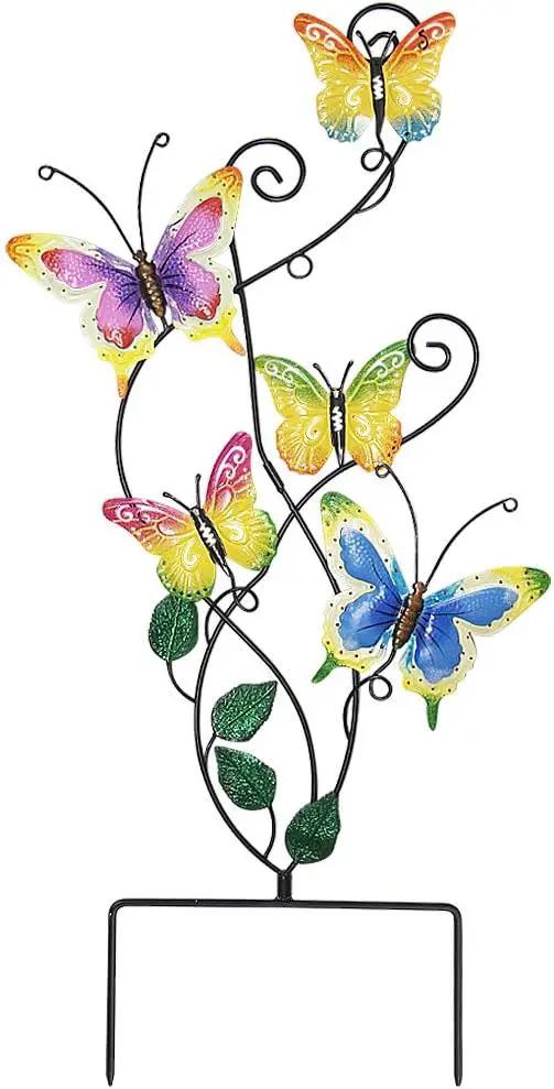 Juegoal 28 Inch Butterfly Garden Stake Decor Metal Wall Art Decoration, Mothers Day Ideal Gifts for Mom, Yard Outdoor Ornaments by GreenHaven Gardens
