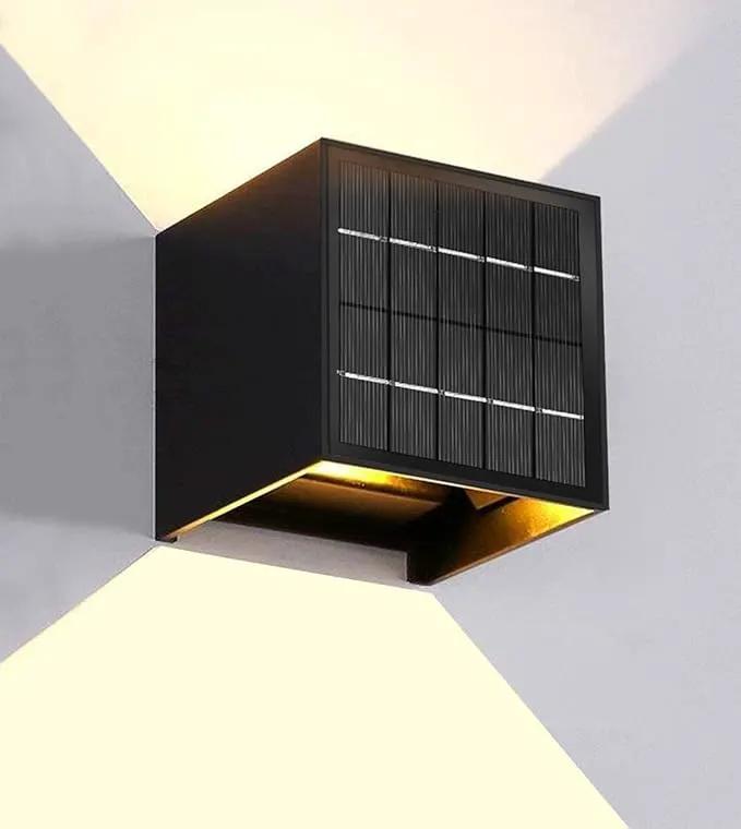 LANFU Solar Powered Motion Sensor Square Outdoor Wall Lights, Black Modern Up and Down Wall Lamps, IP65 Waterproof Warm White 3000K Wall Sconce Light Exterior for Fence Garden Outside by GreenHaven Gardens