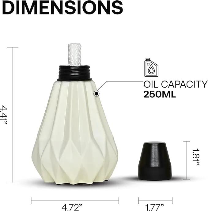 Deco Window Pack of 3 Table Torch for Indoor Outdoor Citronella Oil Tabletop Ceramic Lamp Landscape White Lantern with Fiberglass Wick & Cap for Garden Patio Yard Party Decor Light by GreenHaven Gardens