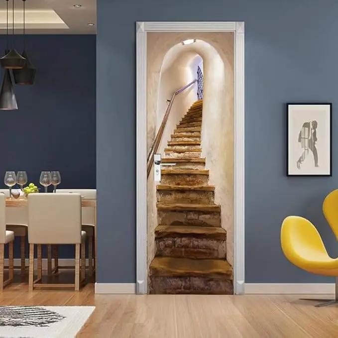 3D Door Stickers Murals - Stairs - Door Wallpaper - Self-Adhesive - Removable - PVC - Waterproof - Matt Finish - 37.4" x 82.7" by GreenHaven Gardens