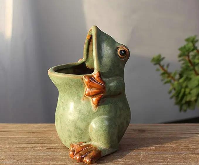 Ceramic Frog Shaped Plant Pot/Bonsai Pot/Flower Pot/Succulent Planter Multipurpose Pot by GreenHaven Gardens