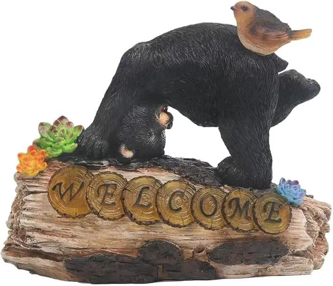 Bear Garden Decorations,Bear Solar Lights Outdoor Garden,Outdoor Solar Lights for Yard Decorations,Bear Garden Welcome Plaque Statue。 by GreenHaven Gardens