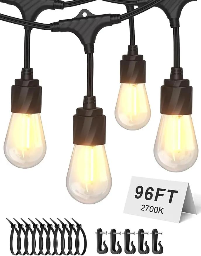 XMCOSY+ 96FT Outdoor String Lights, Patio Lights Outdoor Waterproof with 32 Shatterproof Bulbs, LED Hanging Light for Outside Porch Backyard Garden Party Balcony Decor by GreenHaven Gardens