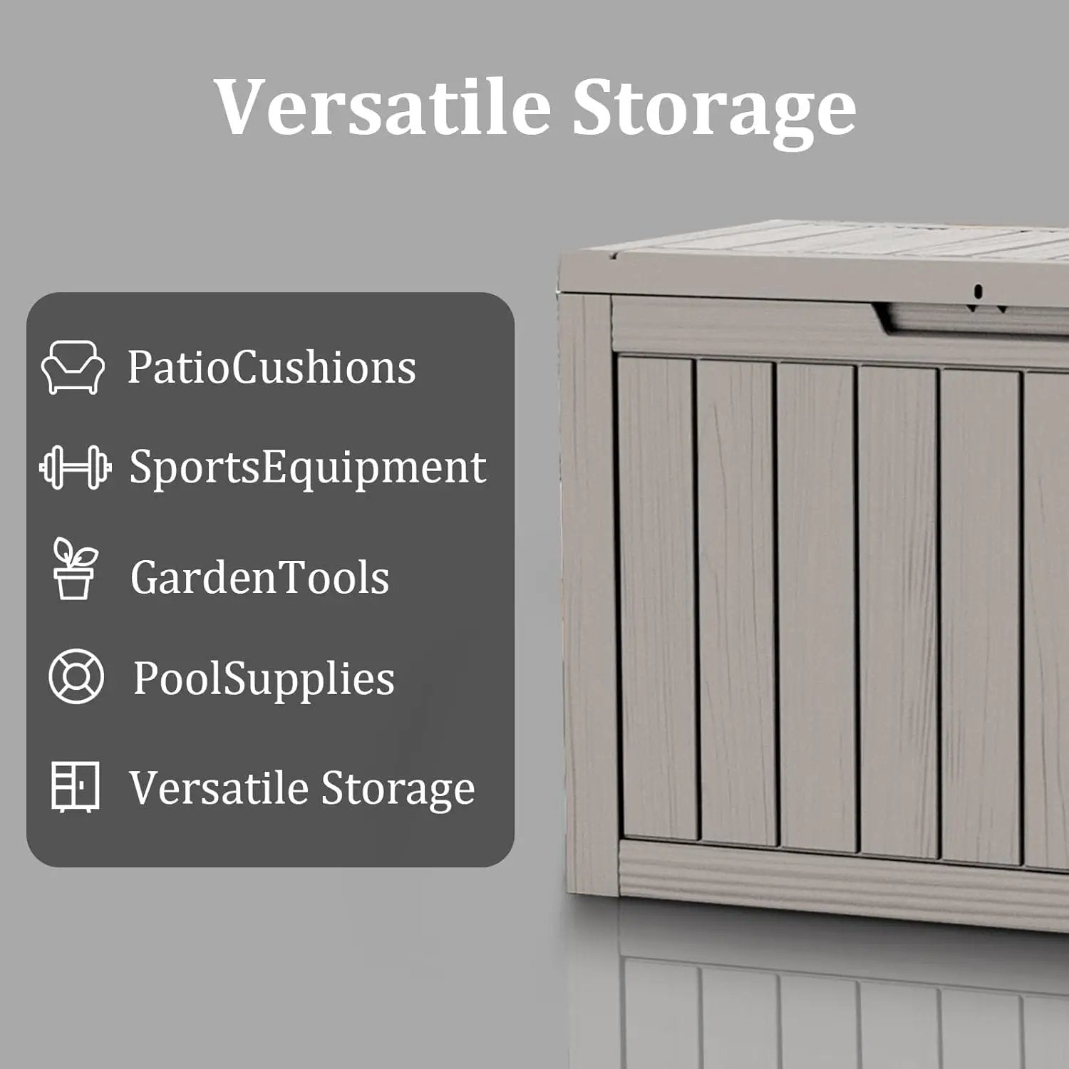 45 Gallon Waterproof Deck Box, Lockable Resin Storage Box for Patio Furniture Cushions Garden Tools and Outdoor Delivery Storage, Coffee by GreenHaven Gardens