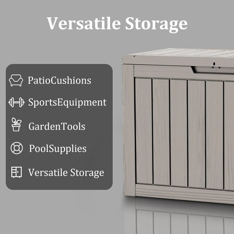 45 Gallon Waterproof Deck Box, Lockable Resin Storage Box for Patio Furniture Cushions Garden Tools and Outdoor Delivery Storage, Coffee by GreenHaven Gardens