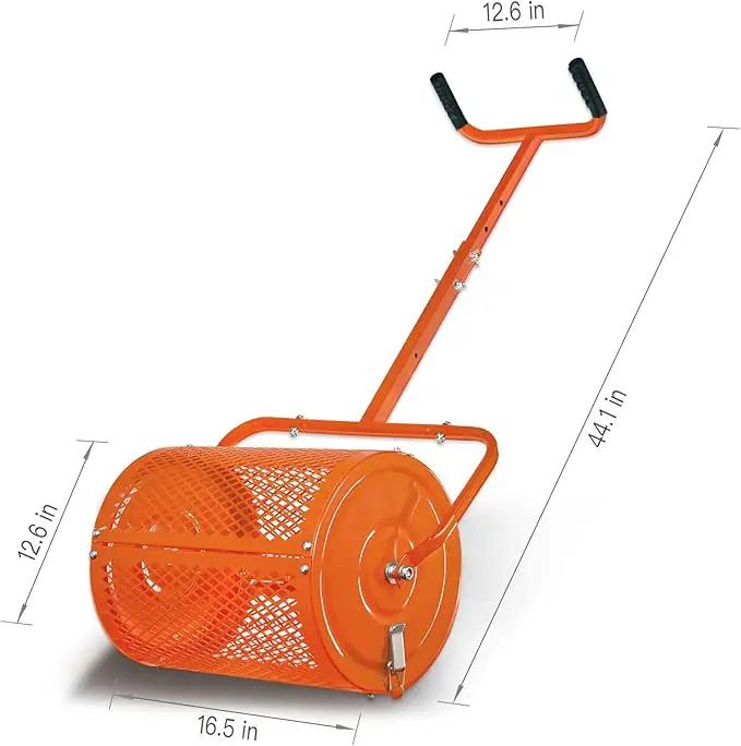 Heavy-Duty Compost Spreader for Lawn,Peat Moss Spreader,Fertilizer Spreader Roller with Adjustable Handle,Manure Spreaders for for Lawn Top Dressing,Seedling,Top Soil,Heavy Duty Metal Mesh Lawn Roller by GreenHaven Gardens