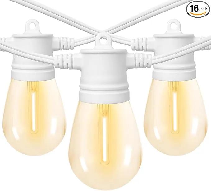 SUNTHIN White String Lights, 48ft White Outdoor Lights with 16 1W Shatterproof LED Bulbs for Patio, Garden, Backyard, Porch, Cafe, Deck, Wedding, Party by GreenHaven Gardens