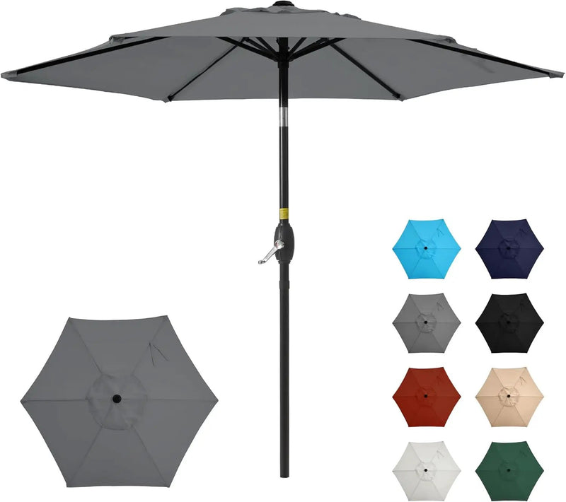 Aok Garden 7.5 ft Patio Umbrella Outdoor Market Umbrella Tilt Button and Crank 6 Ribs for Deck Lawn Pool& Backyard by GreenHaven Gardens