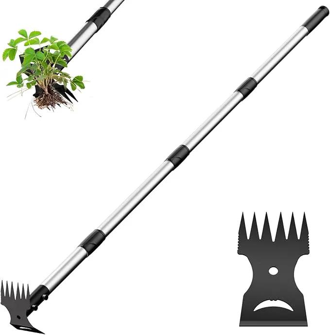 Long Handle Weed Puller Tool – 2-in-1 Handle Garden Hoe and Weed Rake, Hoe Garden Tool for Home Gardens, Lawns, and Yards by GreenHaven Gardens