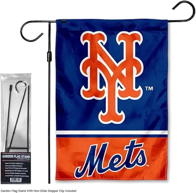 WinCraft Mets Garden Flag with Stand Holder Flagpole by GreenHaven Gardens