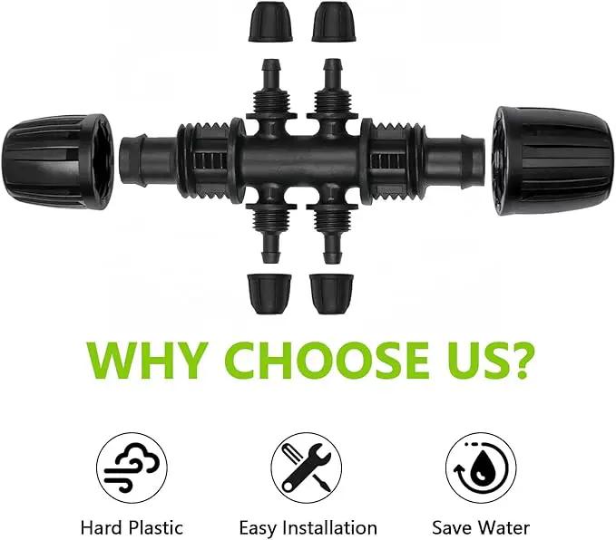 13 Pcs Drip Irrigation Fittings for 1/2 Inch Tubing (1/2" ID x 0.65" OD) to 1/4 Inch Irrigation Tubing, Locked Barbed 1/2" to 1/4" Reducing Tee Connector Drip Line Parts by GreenHaven Gardens