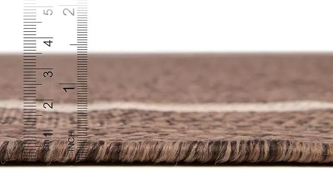 Unique Loom Outdoor Border Collection Area Rug - Soft Border (8' x 11' 4" Rectangle, Brown/ Ivory) by GreenHaven Gardens