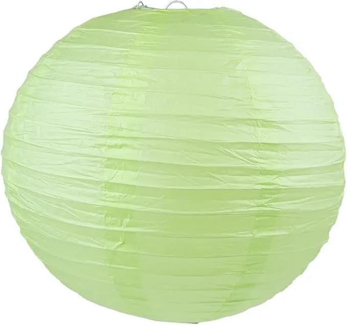 WYZworks Round Paper Lanterns 10 Pack (Light Apple Green, 16") - Hanging Paper Lanterns Lamp for Wedding, Birthday, Party and Home Decorations with 8", 10", 12", 16" Option by GreenHaven Gardens