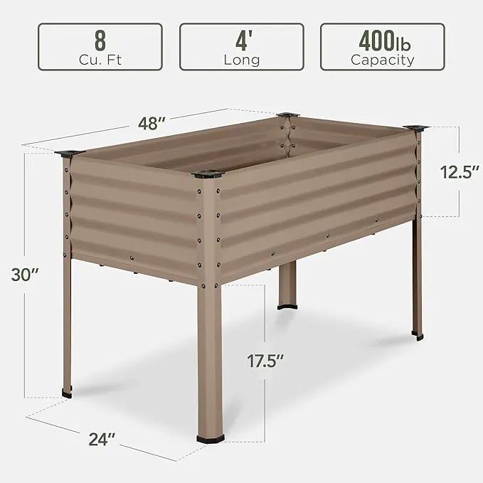 Best Choice Products 48x24x30in Galvanized Raised Garden Bed, Metal Elevated Planter Box, Vegetable Garden for Backyard, Patio, Balcony - Taupe by GreenHaven Gardens
