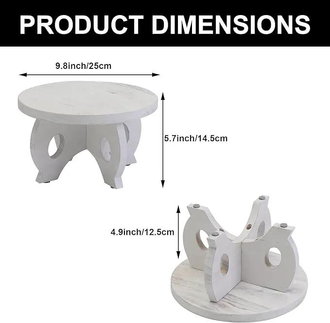 Small Plant Stand Kitchen Display Stand 10 inch Plant Holder Plant Stool Round Stand Risers Farmhouse Rustic Balcony Decor Pedestal Board Washed White by GreenHaven Gardens